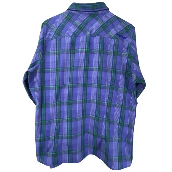 Marmot Woman's Plaid Button-Up Shirt XL in Purple & Green Long Sleeve - Picture 2 of 13